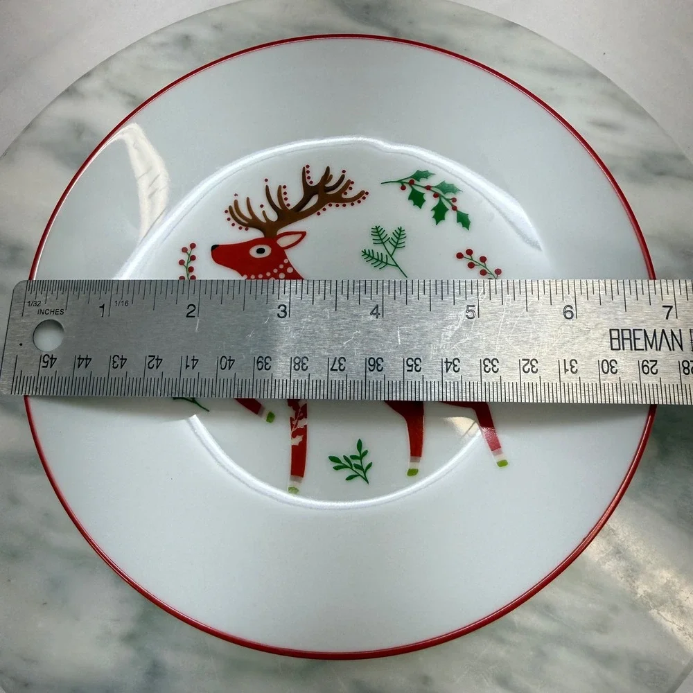 Bee & Willow Christmas Salad App Plates Set of 3 Reindeer Snowflake Tree‎ 7 Inch